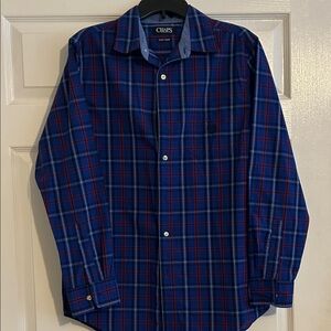 Chaps Men's Navy and Red Checkered Shirt
